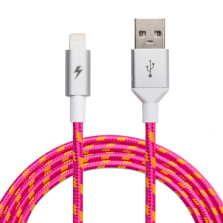 ChargeCords USB-A to Lightning Cable - 10ft. Pink Lemonade